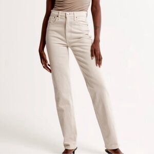 Abercrombie & Fitch 90s High Rise Cream/Ecru Straight Jeans